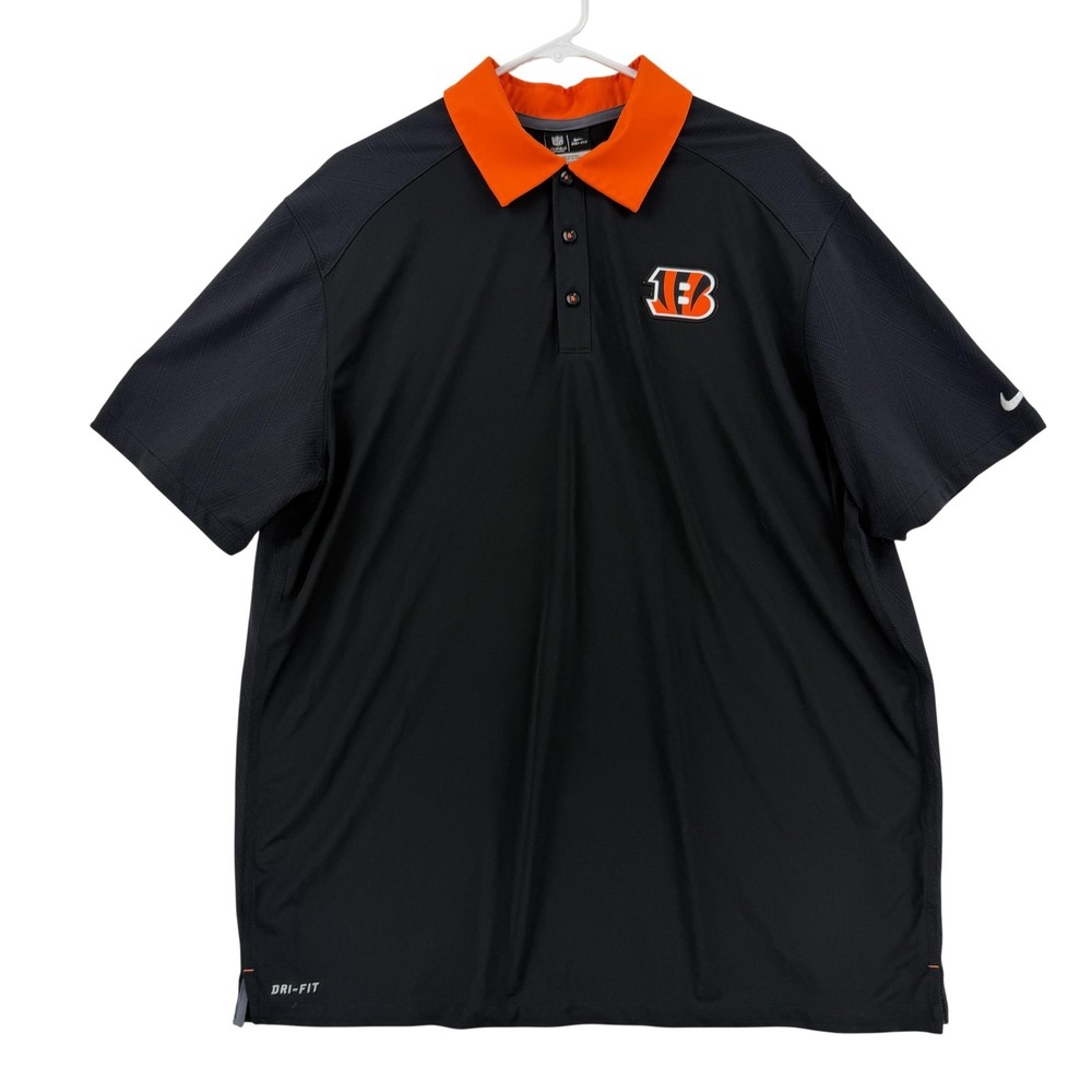 Cincinnati Bengals‎ Shirt Mens XL Black Orange NFL Football Nike Dri Fit Polo